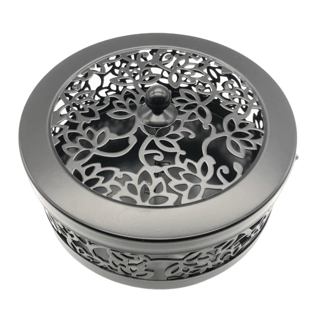 Ansimple Iron Mosquito Coil Holder, Mosquito Coil Case, Mosquito Coil Case, Mosquito Coil Stand, Lotus Motif, Glossy Finish, Suitable for Indoor and O