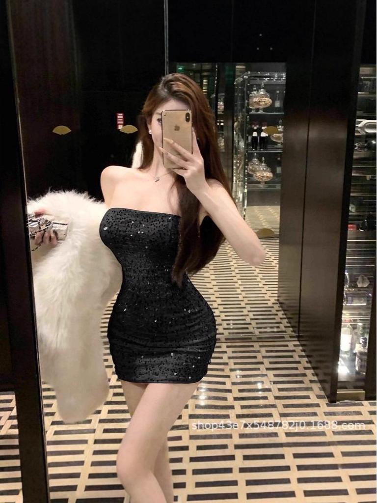 2025 Sequin Strapless Mini Dress - Fashionable & Sexy European-American Style
