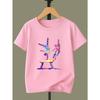 European sizes Girls' Casual Round Neck Short Sleeve Top, Comfortable Fabric, Wrinkle And Wear-Resistant, Artistic Gymnastics Print