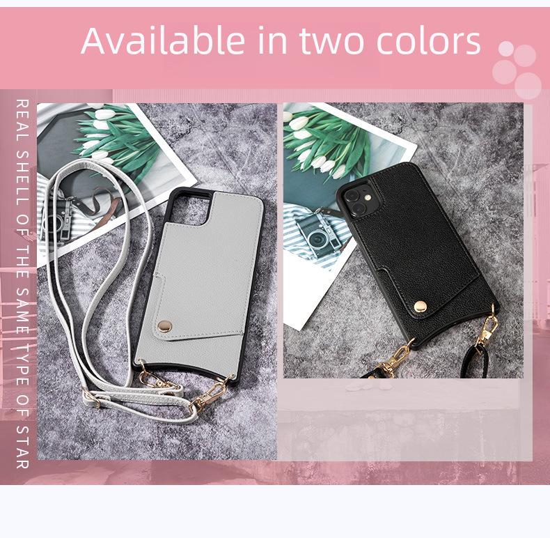 Crossbody Lanyard Leather Case for Apple 16 Pro Max - Fishtail Design, Anti-Fall Protection