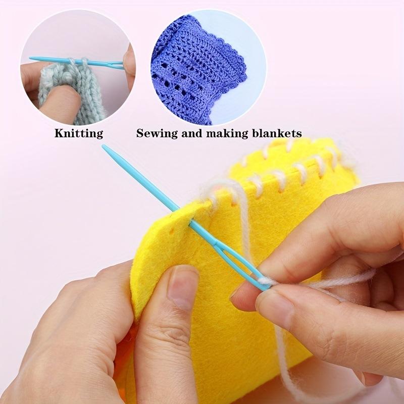 50Pcs 7cm Plastic Sewing Needles Large Eye Plastic Yarn Needles Set with Box For DIY Sewing Handmade Knitting Crocheting Crafts