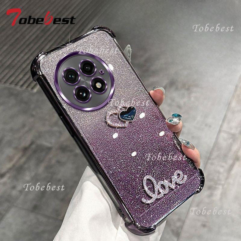 

3D Love Ударопрочный Блестящий Гальванизированный Браслет из Бусин Чехол для OnePlus 13 13T 12 11 ACE 5 3 2 Pro Силиконовая Крышка OnePlus 12 фиолетовый