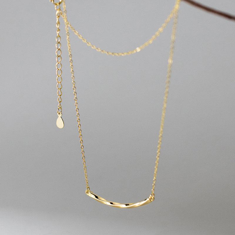 Sterling Silver Choker Twist Necklace for Women Fashion Elegant Charms Geometric Korean Chain Jewelry Accessories