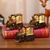 Festival Glowing Christmas Train Figurine Christmas Light Up Miniature Train Scene Ornament for Family Celebration