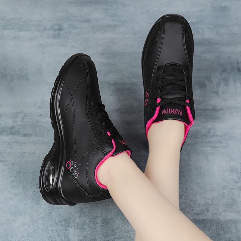 Women's Height Increase White Leather Platform Sneakers Casual Thick Sole Shake Orthopedic Shoes