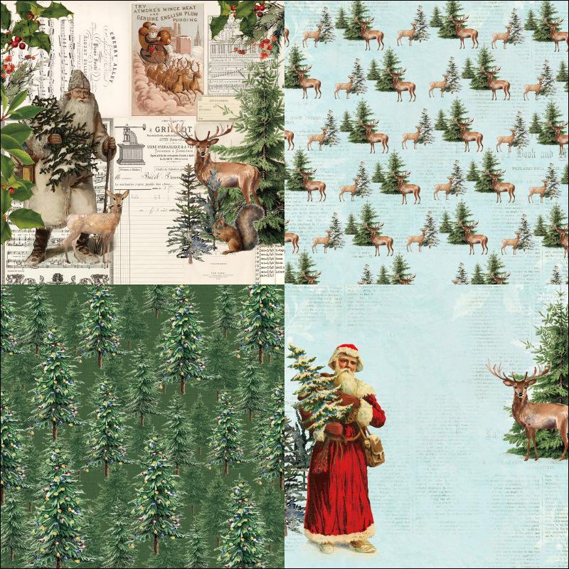 Blocco Carta Cartoncino 24 Fogli 6x6 Pollici Carta per Biglietti a Tema Cervi di Natale Modelli Monofacciali Carta per Scrapbooking Carta Decorativa per Stampa Artigianato