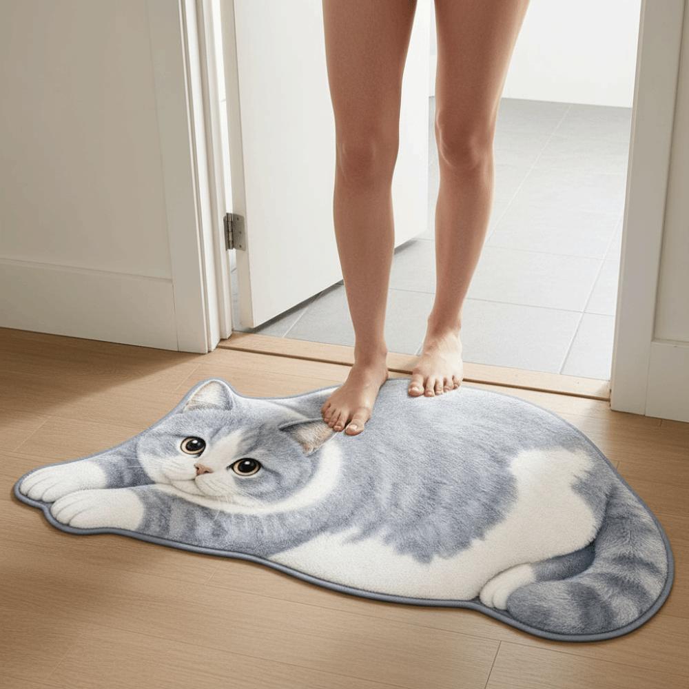 Decorative Rug Cat Shaped Rug Cat Pattern Cat Floor Mat Cute Animal Door Mat  Living Room Decor