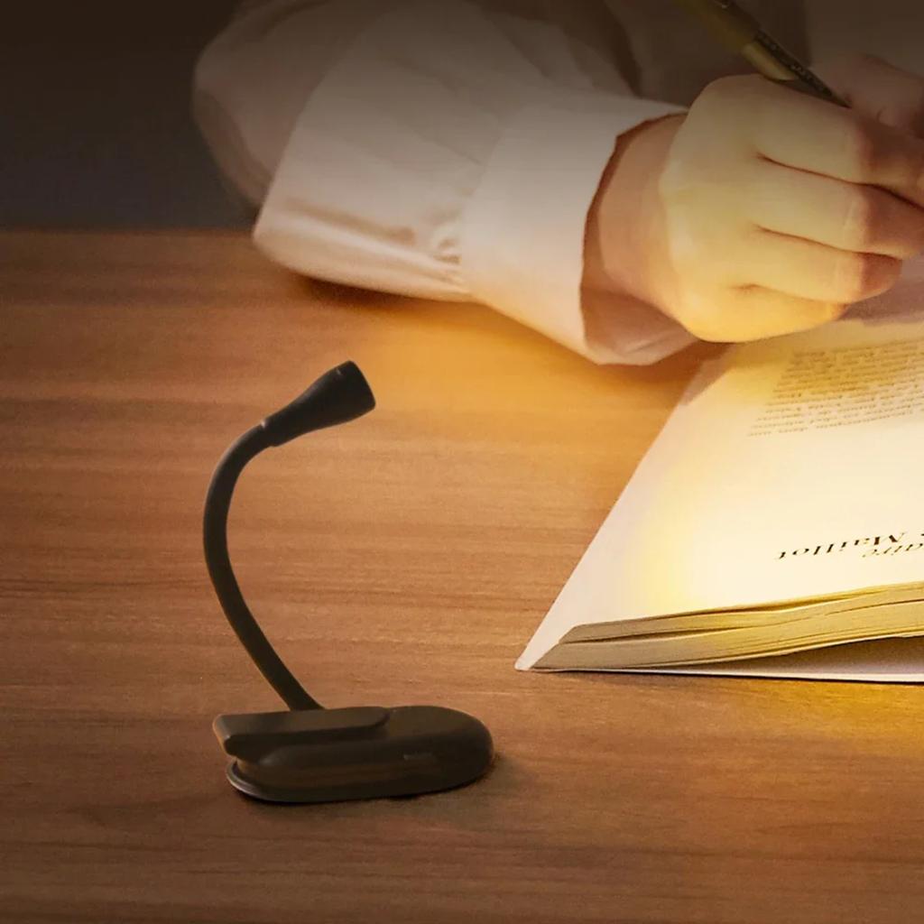 Ny stilig bærbar minidimbar LED-klemme nattlys for øyebeskyttelse på soverommet, USB-ladeboklampe for camping - Adjusta