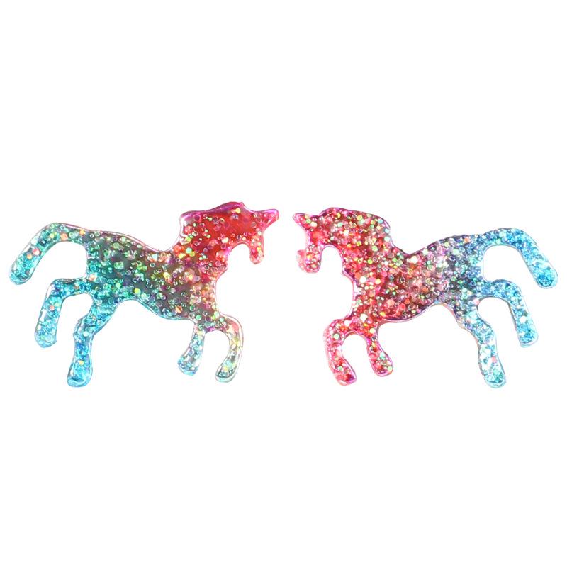 Colorful Unicorn Horse Stud Earrings - Trendy European  American Jewelry