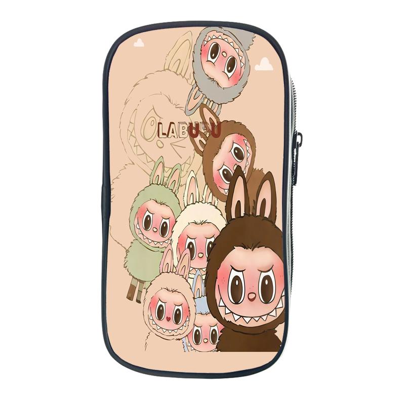 Labubu Cartoon Pen Bag The Monsters Printed Stationery Box Abubu Large Capacity Pencil Case Cute Anime Bags Student School Bag