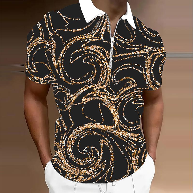 Pánské tričko Polo Ležérní Zip Krátký rukáv Módní Ležérní Zip Léto Jaro Běžný střih 3D potisk Tričko