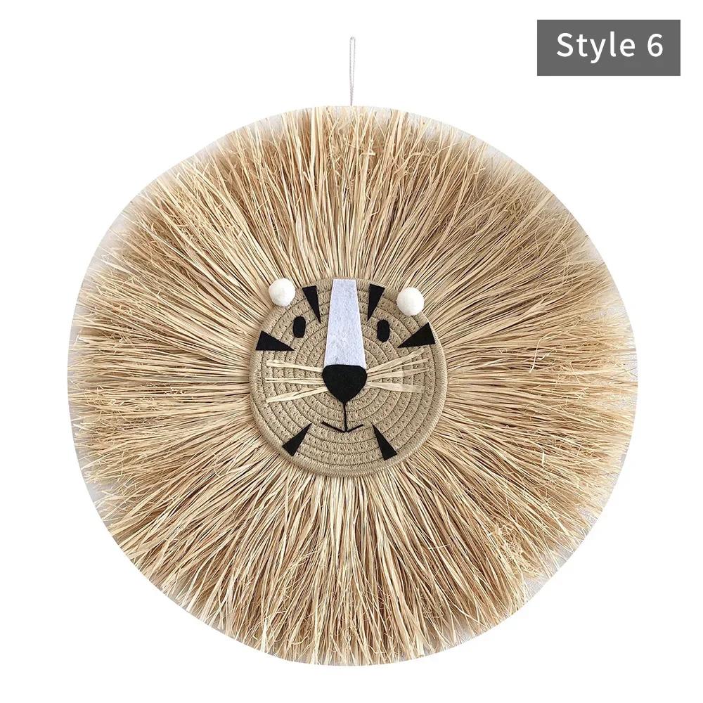 INS Decor-Nordic Home Decoration, Cotton Lafite Woven Tiger Lion Pendant,Wall Ornament for Nursery,Children,Kid Room Decoration