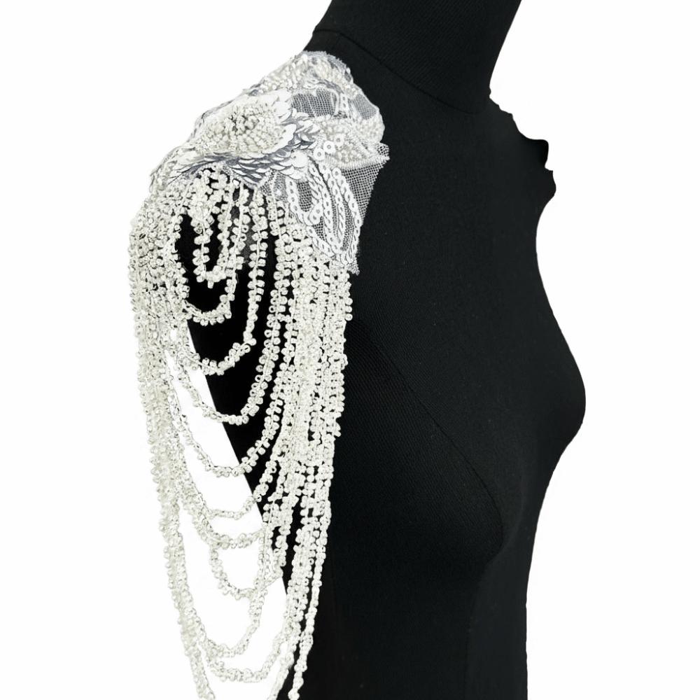 Heavy Industry Bead Tassel Shoulder Dress Long Tassel Bead Embroidery Chain Shoulder Badge Beaded Chain Epaulettes
