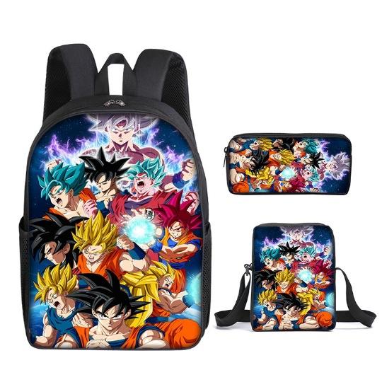 New animation cartoon dragon ball backpack, primary and secondary school schoolbag, satchel, shoulder bag, pencil case three-piece set