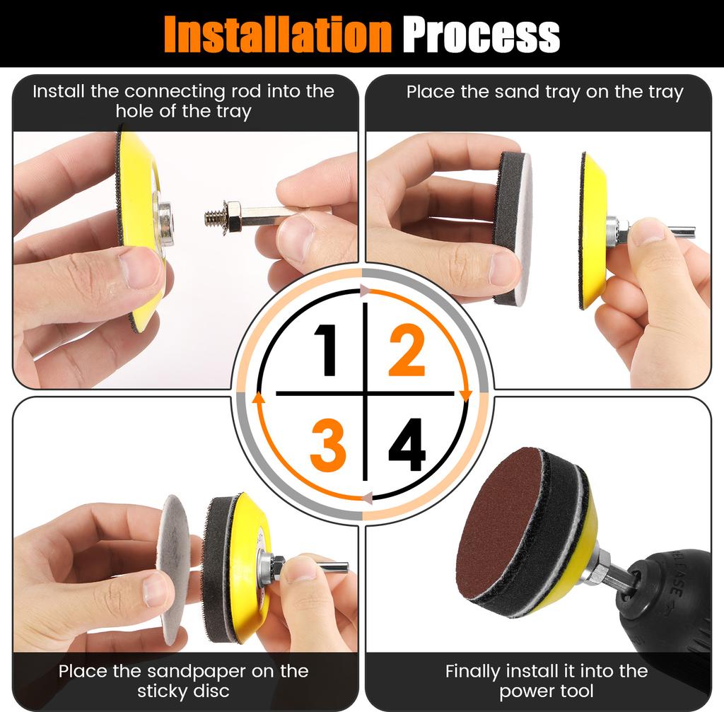 100Pcs 3inch75mm Sanding Discs Pad with 2Pcs Sanding Sponge Buffing Blocks 80-3000 Grit for Drill Grinder Rotary Tools Attachmen