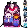 Undertale Sans 16 Inch Children Backpack With Durable Polyester Material And Adjustable Padded Shoulder Straps