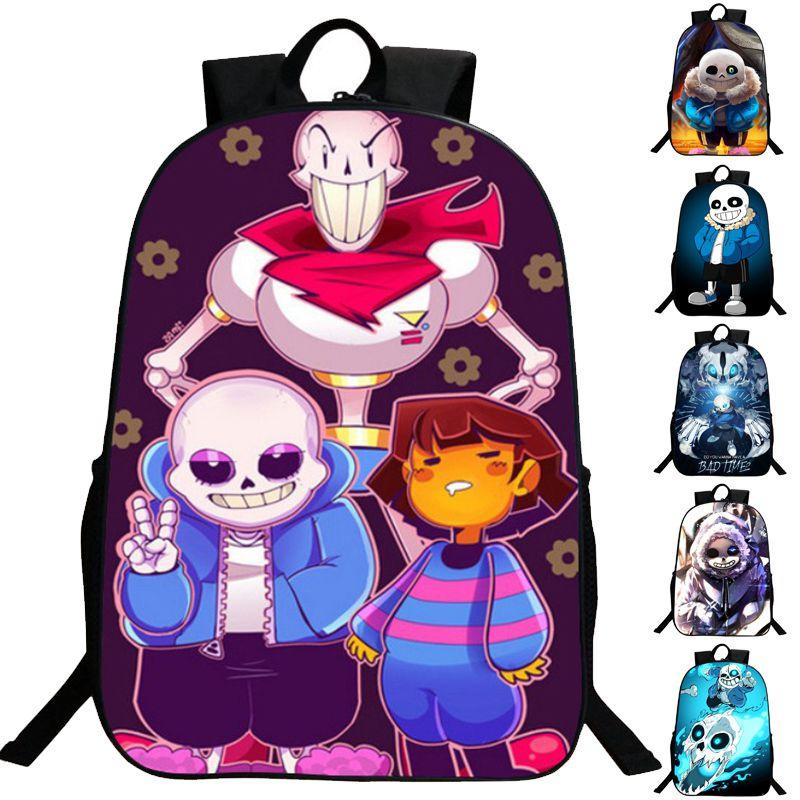 Undertale Sans 16 Inch Children Backpack With Durable Polyester Material And Adjustable Padded Shoulder Straps