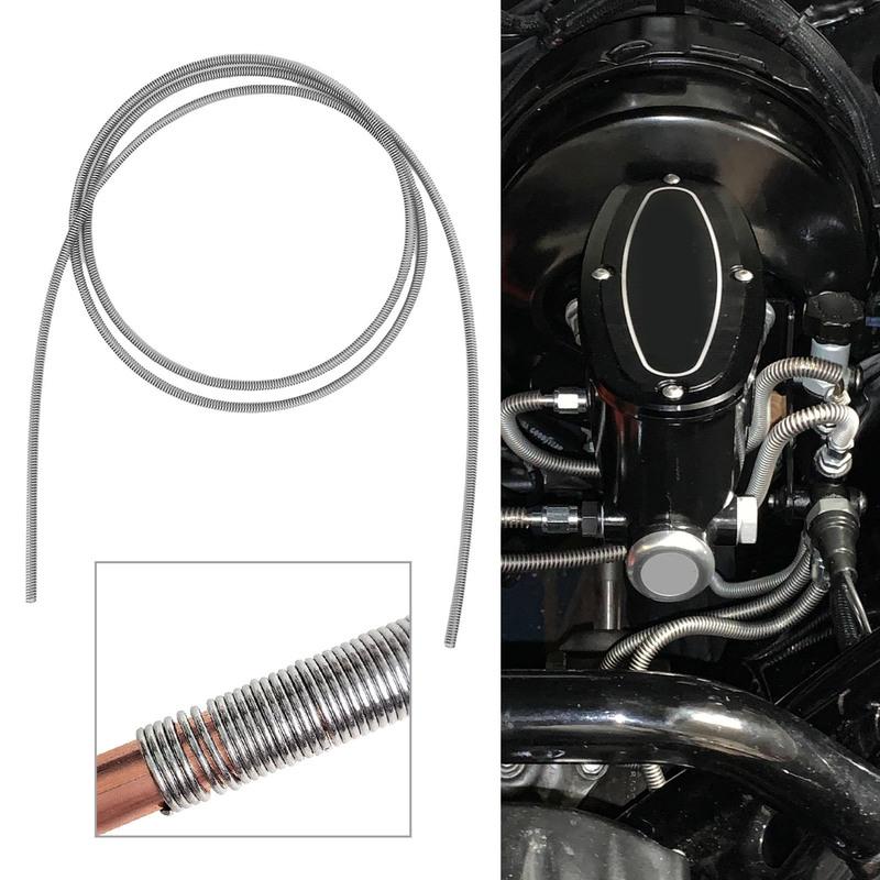 Car 8 Ft Brake Line Protector Flexible Galvanized Gravel Guard Spring Wrap For 3/16in Tube Automotive Brake System Accessories