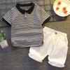 Boys' Casual Korean Style Two-Piece Set: Turn-Down Collar Shirt & Shorts, Summer Fashion for Kids