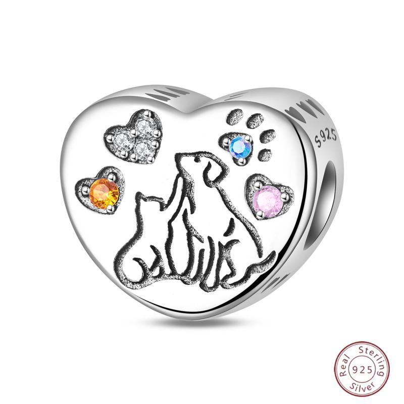 New Copper Charm Bead Mother'S Day Love Heart Family Charm Bead Pendant Fits Bracelet Womens Jewelry Gift