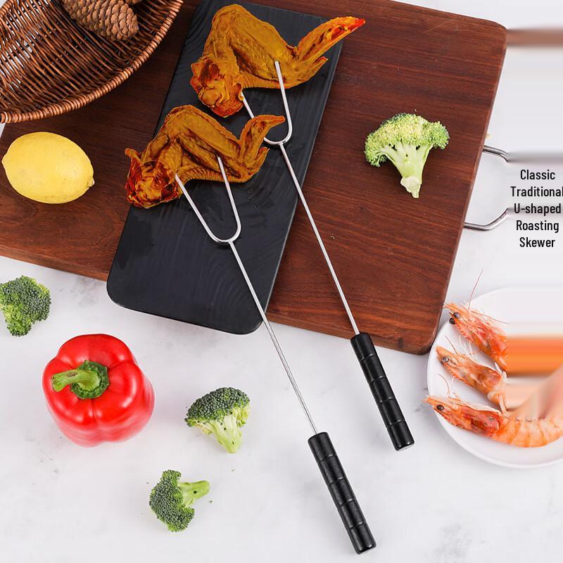 ZISIZ Wooden Handle BBQ Fork Set