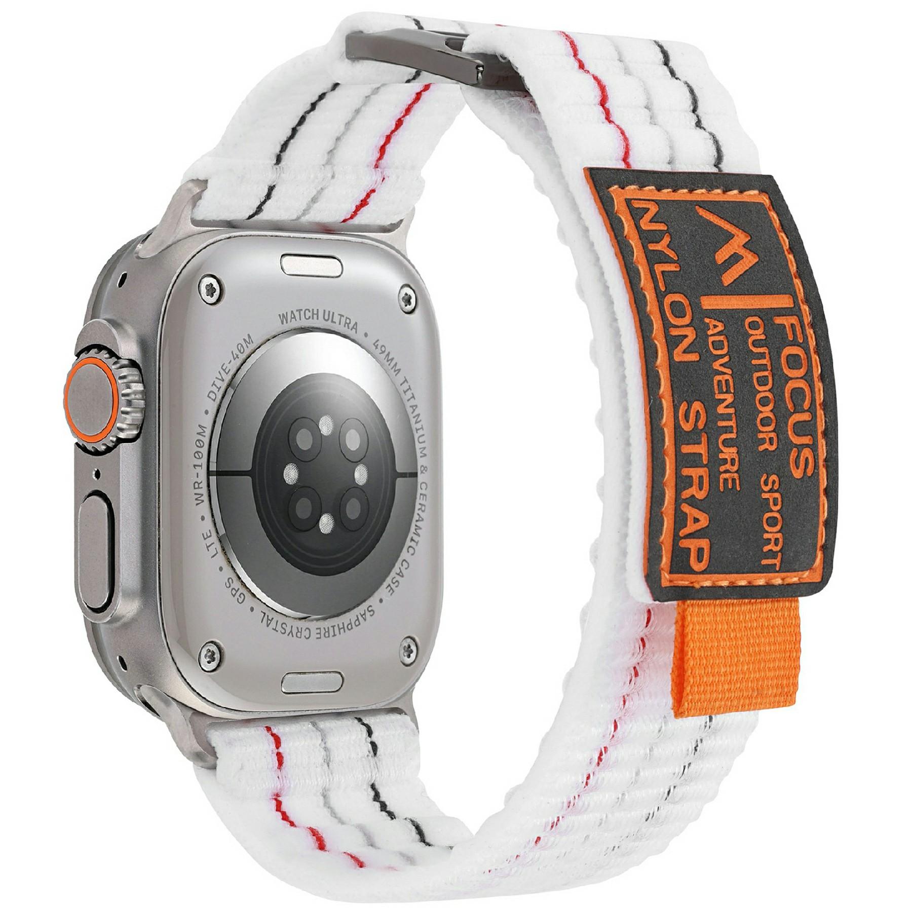 

For Apple Watch Series 10 42mm/9 8 7 41mm/SE (2023) SE (2022) SE 6 5 4 40mm/3 2 1 38mm Nylon Loop Watch Strap White