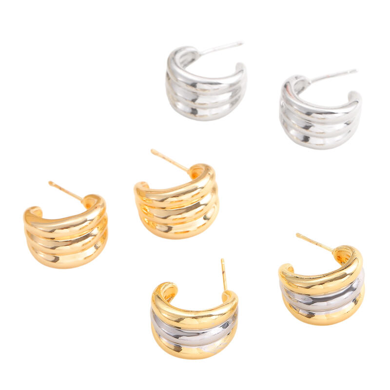 Simplicity Smooth C-Shaped Multi-Layer Earrings for Women Ladies Personalized Texture High-End Stud Earrings Jewelry Accessories
