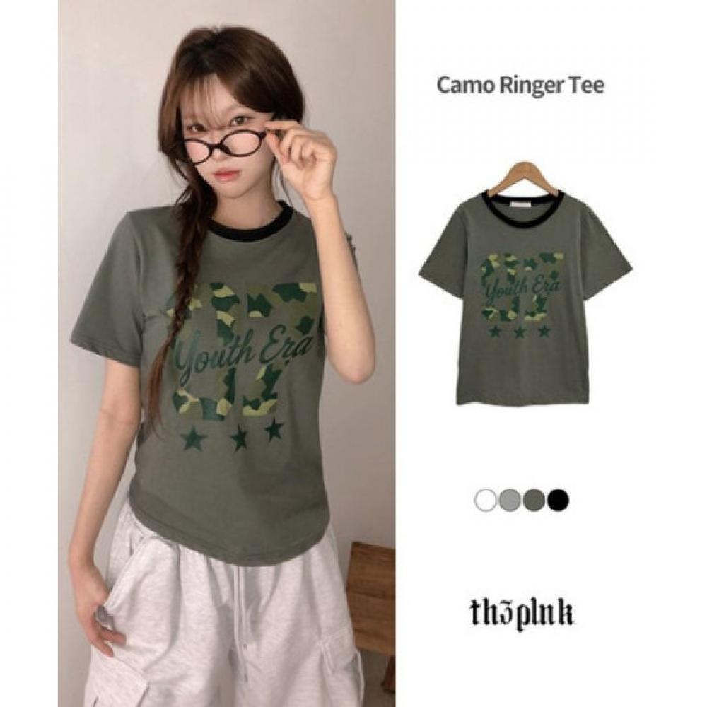The Pink Men Camo PrinTing Ringer T shirT
