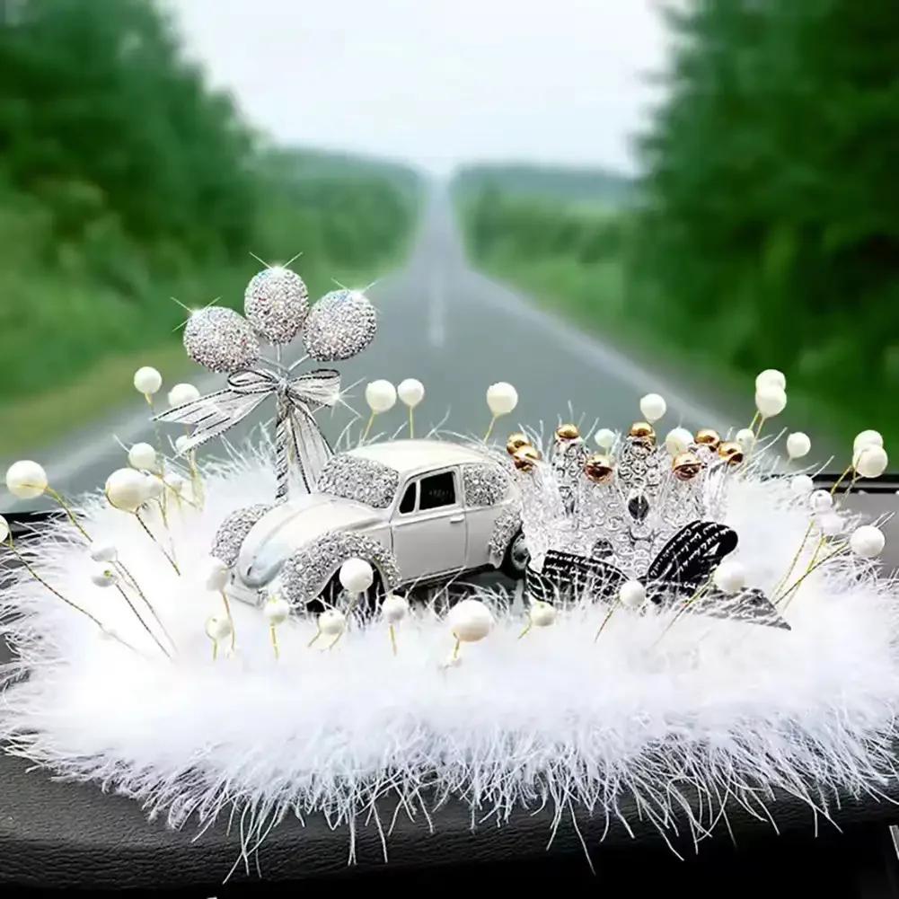 Creative Rhinestone Balloon Crown Car Center Console Decorative Ornaments Dashboard Cute Decor Bling Car Accessories Interior