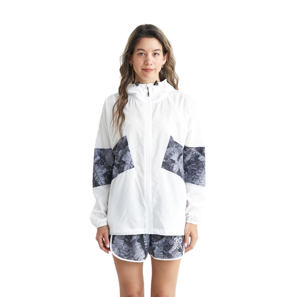 Roxy Print Hooded Jacket Medium Women's Water-Repellent (RJK241504) White,