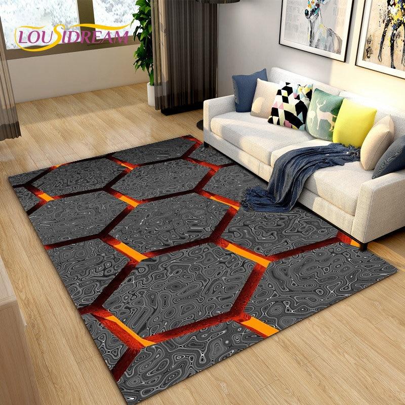 Alfombra con textura de metal de malla 3D, alfombra para sala de estar, dormitorio, felpudo de entrada óptico geométrico abstracto, alfombra antideslizante