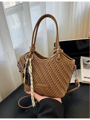 Sac cabas bandoulière rétro pour femme Automne/Hiver 2025 Texture tissée