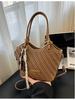 2025 Autumn/Winter Retro Fashion Women's Woven Texture Bucket Shoulder Tote Bag