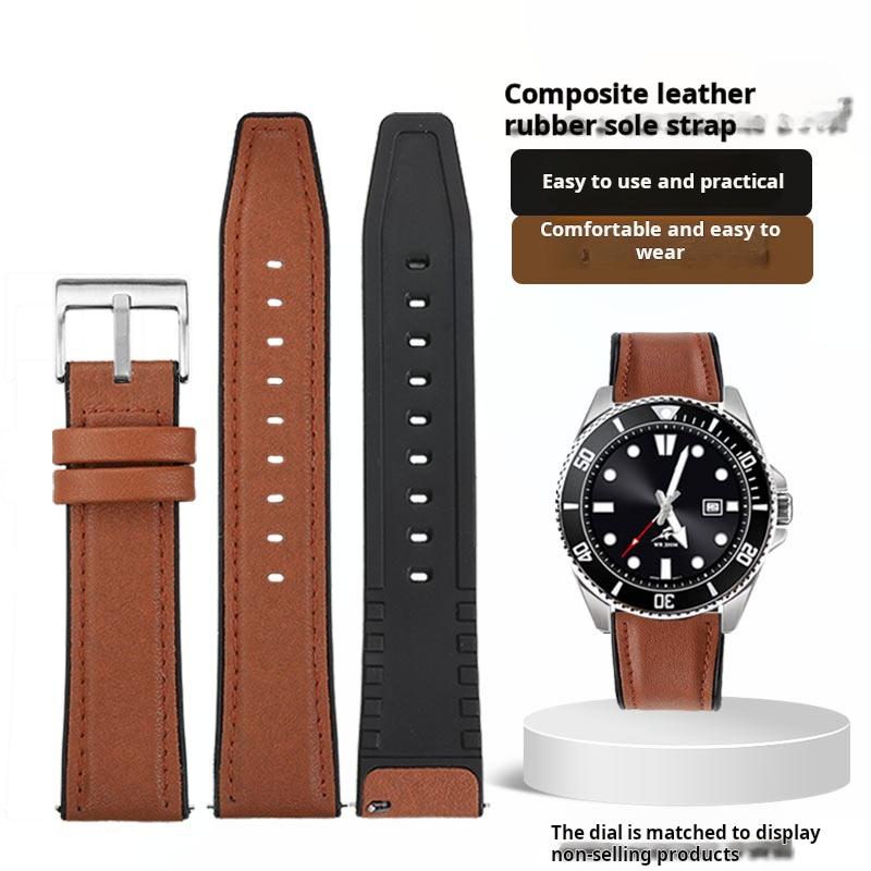 Quick Genuine leather strap For Casio Swordfish mdv-106 mdv-107 Water Ghost Watch sports cowhide Silicone rubber men's watchband