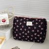 Modische Damen Cartoon Schleife Erdbeerprint Clutch Tasche Tragbar Stepp Handtasche Große Kapazität Party Reißverschluss Damen Taschen Beutel