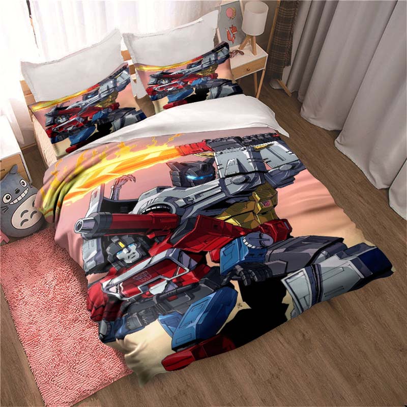 "3D Mobile Suit Gundam" anime-themed comfortable bedding set, including duvet cover, pillowcases, and children's set.