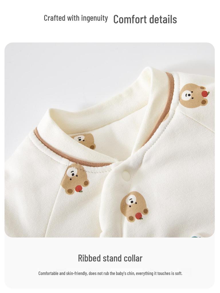 150g Quilted Cotton Baby Bodysuit - Thick, Class A, Autumn/Winter Newborn Homewear