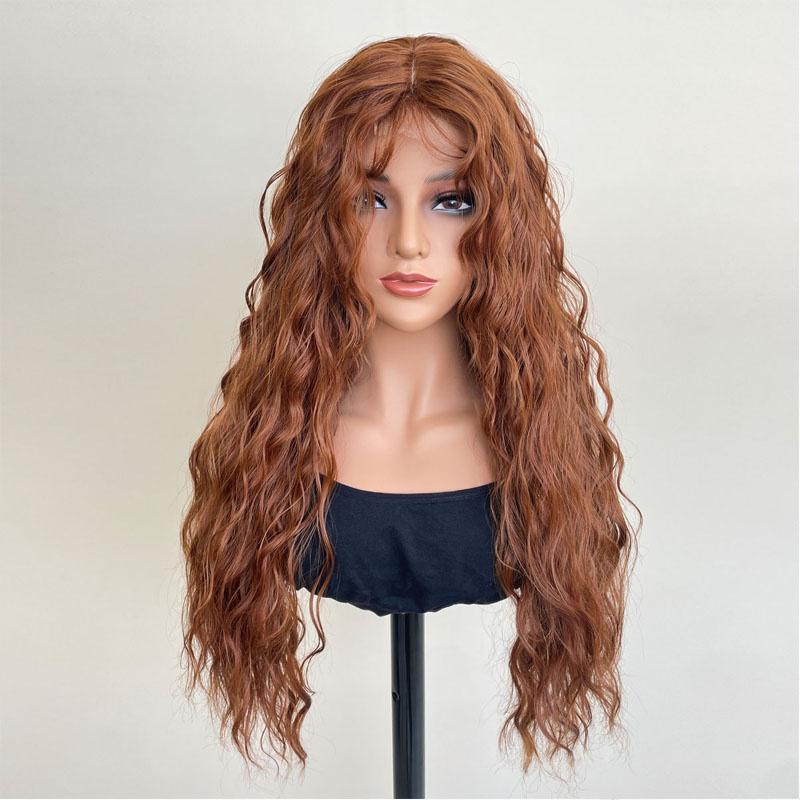Reddish Brown Curly Synthetic Wigs for Women 28 Inch Long Hair Natural Hairline Heat Resistant Cosplay Lolita Wig Drag Queen