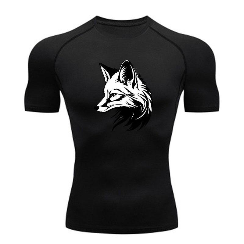 Men's Quick Dry Compression Fitness T-shirt, Stylish Black W