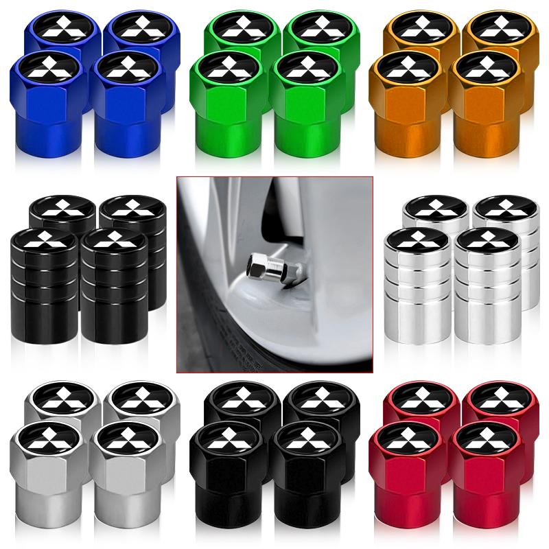 New 4Pcs Car Wheel Tire Valve Caps refit Accessories For Mitsubishi Outlander I200 Pajero Eclipse ASX Lancer Space Delica Ex