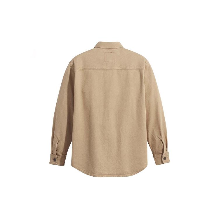 Levis Solid Point Collar Long Sleeve Shirt Men Shirts Khaki A2701-0000