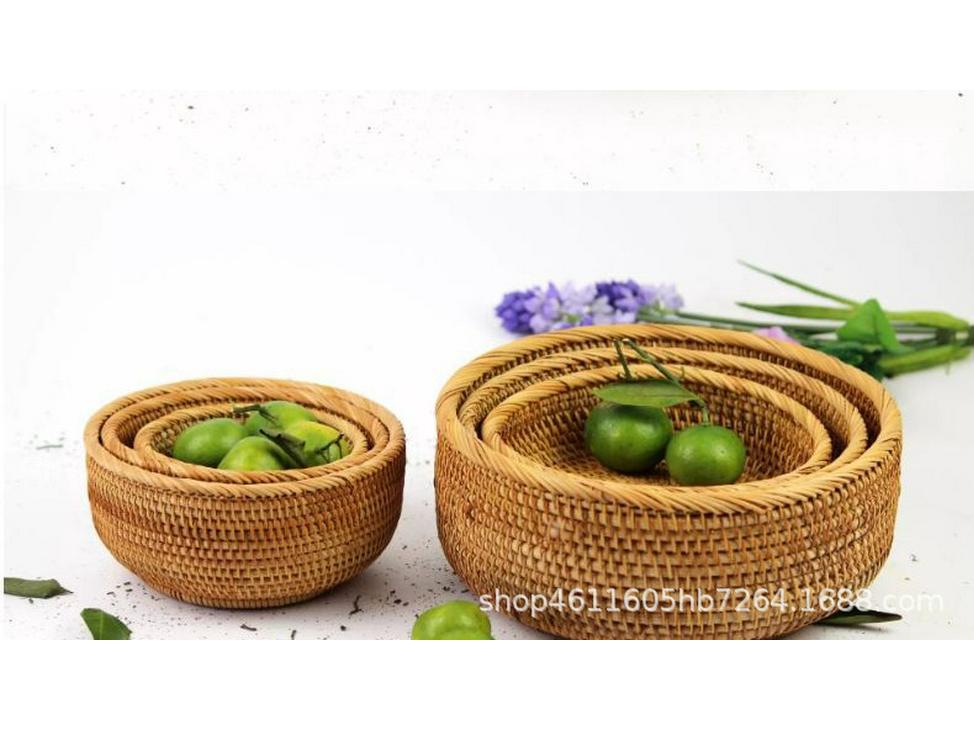 Handmade Woven Basket for Storage, Fruit, Bread, Steamed Buns, Snacks & Picnics