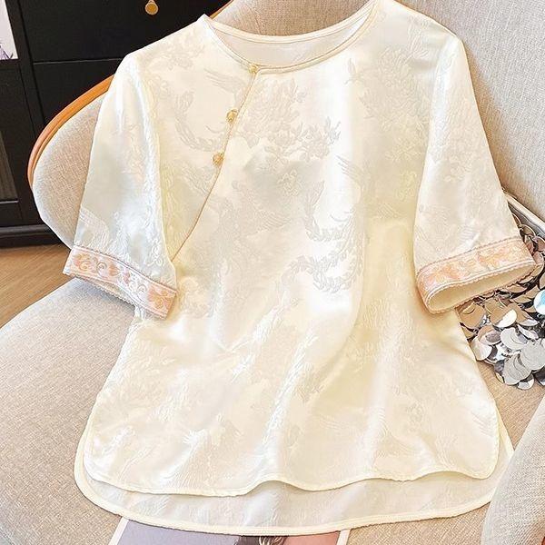 Jacquard short-sleeved shirt summer new T-shirt high-end luxury top