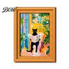 Artistic Wall Decor for Metal Cabinets Cute Cat Magnetic Fridge Magnet, Vintage Wooden Picture Frame, Fun Flexible Frames Desk Scene Cabinets,