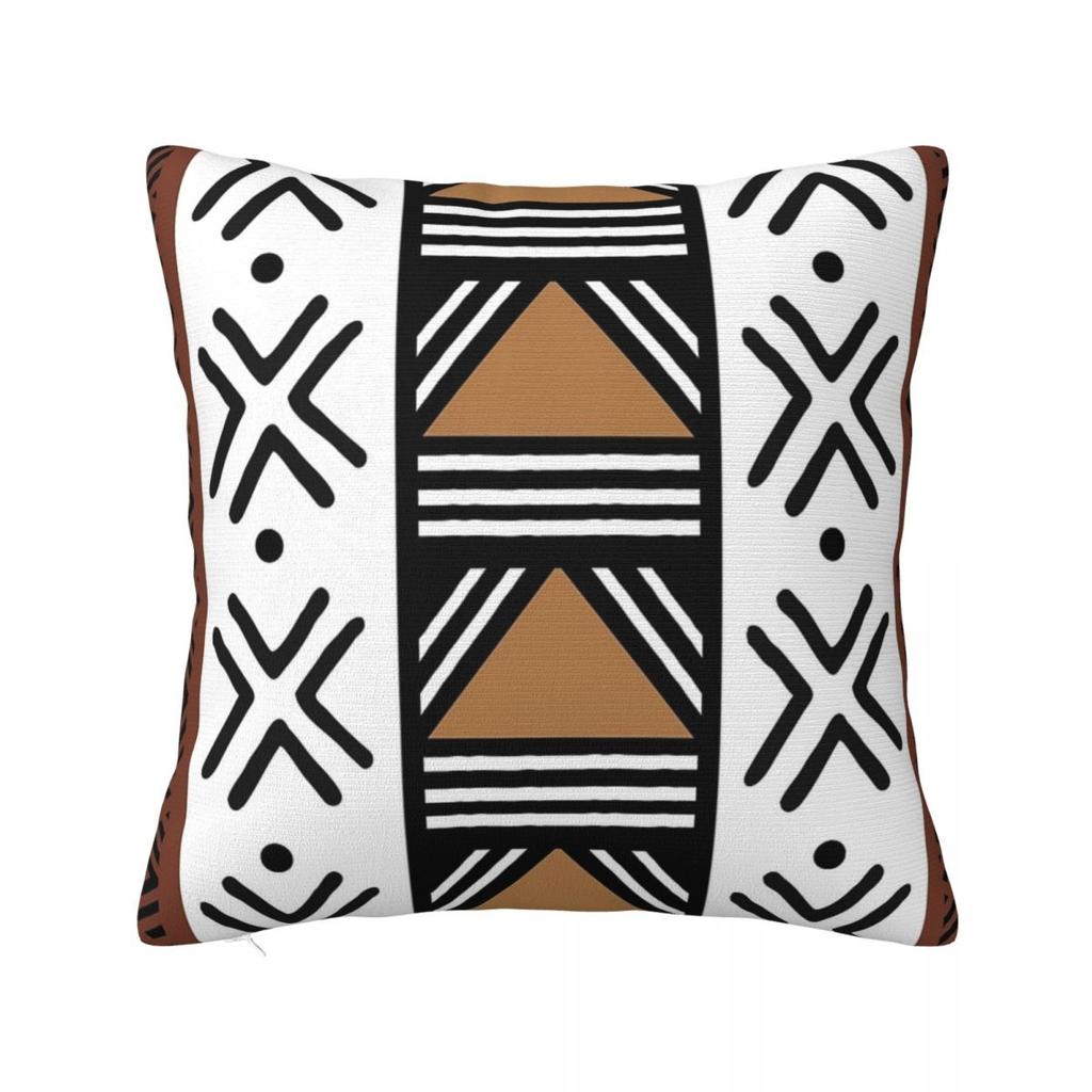 African Tribal Bogolan Pattern Square Pillowcase Pillow Cover Polyester Cushion Decor Comfort Throw Pillow for Home Car