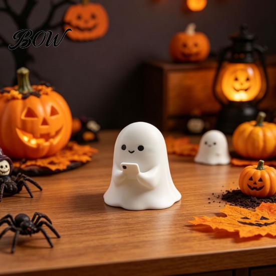Cute Ghost Table Decor 3D Printed Halloween Figurine, Spooky Resin Statue, Funny Desktop Tray Reading Figurine Decor, Tabletop Centerpiece for