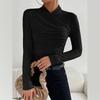 European and American Fashion Versatile, Women's Autumn/winter Half-turtleneck Slim-fit Long-sleeve Base Shirt Exudes a Fashionable Temperament
