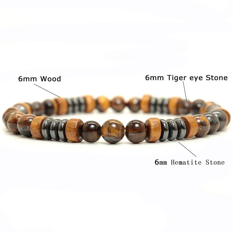 New Men Bracelet Natural Stone Handmade Wooden Braslet Beaded Rosary Braclet Hombre