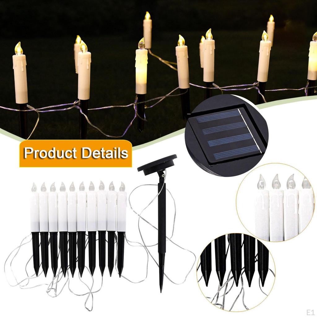 Solar Taper Candles Light Tapered Candlesticks Decoration Garden Lamp Outdoor Lights for