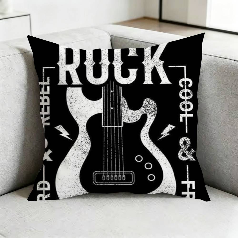Logo Creative Punk Rock Style Square DoubleSided printed Pillow Case Bedroom Bedside Pillow Sofa Cushion Cover Gift
